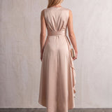 Women's Elegant Wrap Dress for Weddings & Occasions, back view, full length