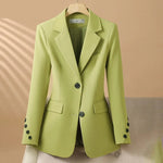 Women's Green Tailored Single-Breasted Blazer, front view.