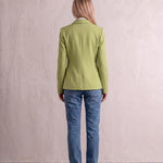 Women's Green Tailored Single-Breasted Blazer, back view, full length.