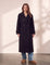 Women's Grey Double-Breasted Trench Coat with Epaulettes, front view, full length.