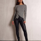Women's High-Waisted Coated Faux Leather Skinny Jeans, front view, full length