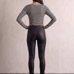 Women's High-Waisted Coated Faux Leather Skinny Jeans, back view, full length