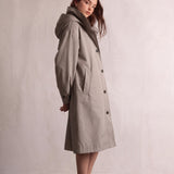 Women's Hooded Mid-Length Trench Coat, side view, full length