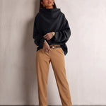 Women's Oversized Funnel Neck Long Sleeve Top, front view, full length