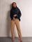 Women's Oversized Funnel Neck Long Sleeve Top, front view, full length