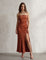 Women's Satin Slip Maxi Dress, front view, full length