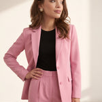 Women's Single-Breasted Blazer & Straight-Leg Trouser Co-ord, three-quarter view from the right, full length
