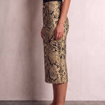 Women's Snake Print High Waist Pencil Skirt, side view from the waist down.