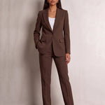Women's Suit Set in Brown, front view, full length