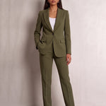 Women's Suit Set in Olive Green, front view, full length
