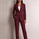 Women's Suit Set in Burgundy, front view, full length