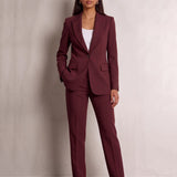 Women's Suit Set in Burgundy, front view, full length