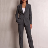 Women's Tailored Two-Piece Trouser Suit in Dark Grey, front view, full length