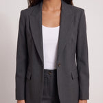 Women's Tailored Two-Piece Trouser Suit, close-up of the upper body