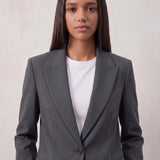 Women's Tailored Two-Piece Trouser Suit, close-up of the upper body