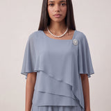 Women's Two-Piece Evening Co-ord Set with Layered Top, close-up of the upper body