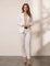 Women's White Tailored Single-Breasted Blazer, front view, full length.