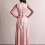 Women's Wrap Maxi Dress for Wedding Guests, back view, full length