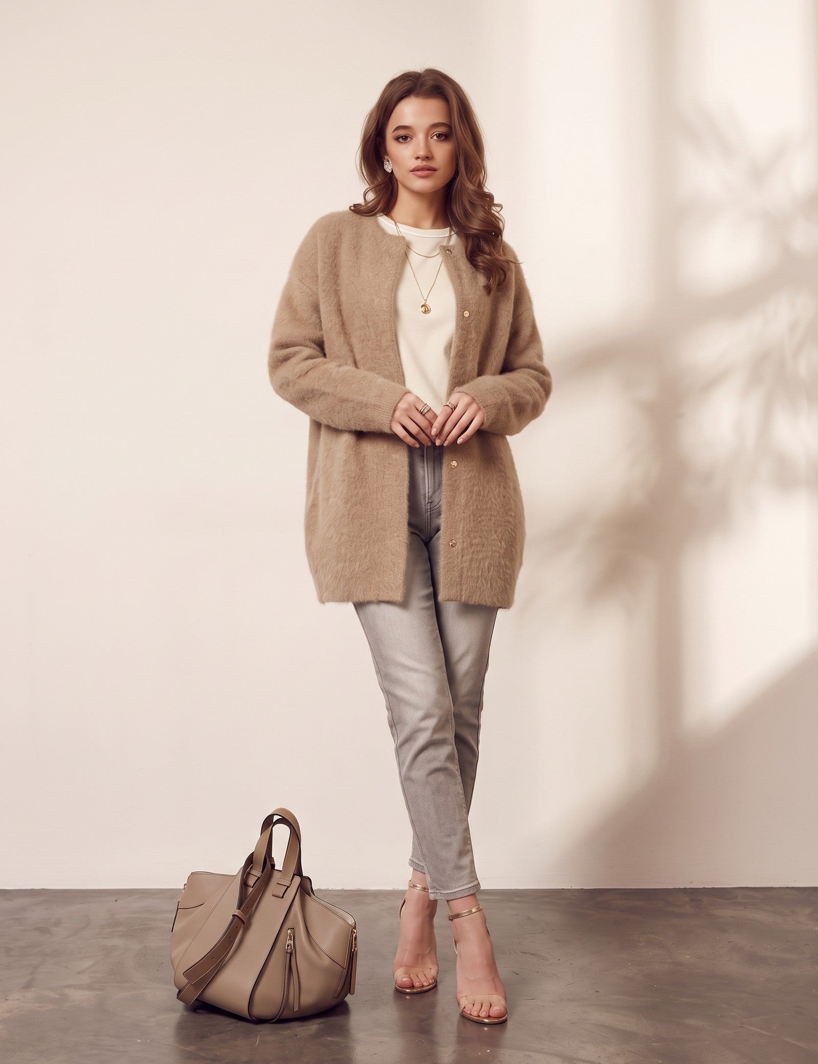 Wool-Blend Cardigan, front view, full length