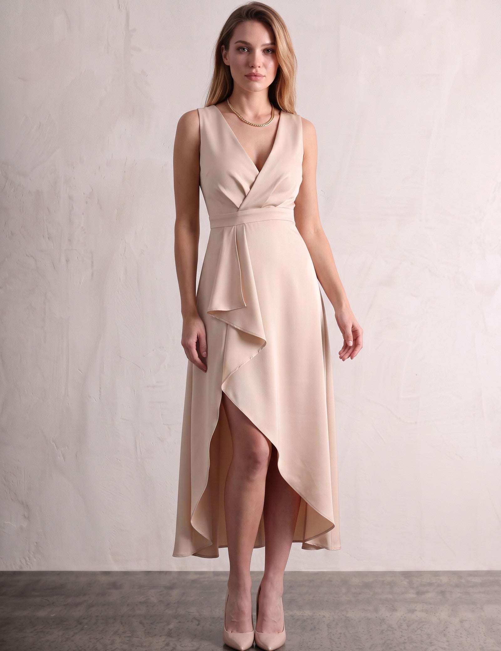 Wrap Dress, front view, full length