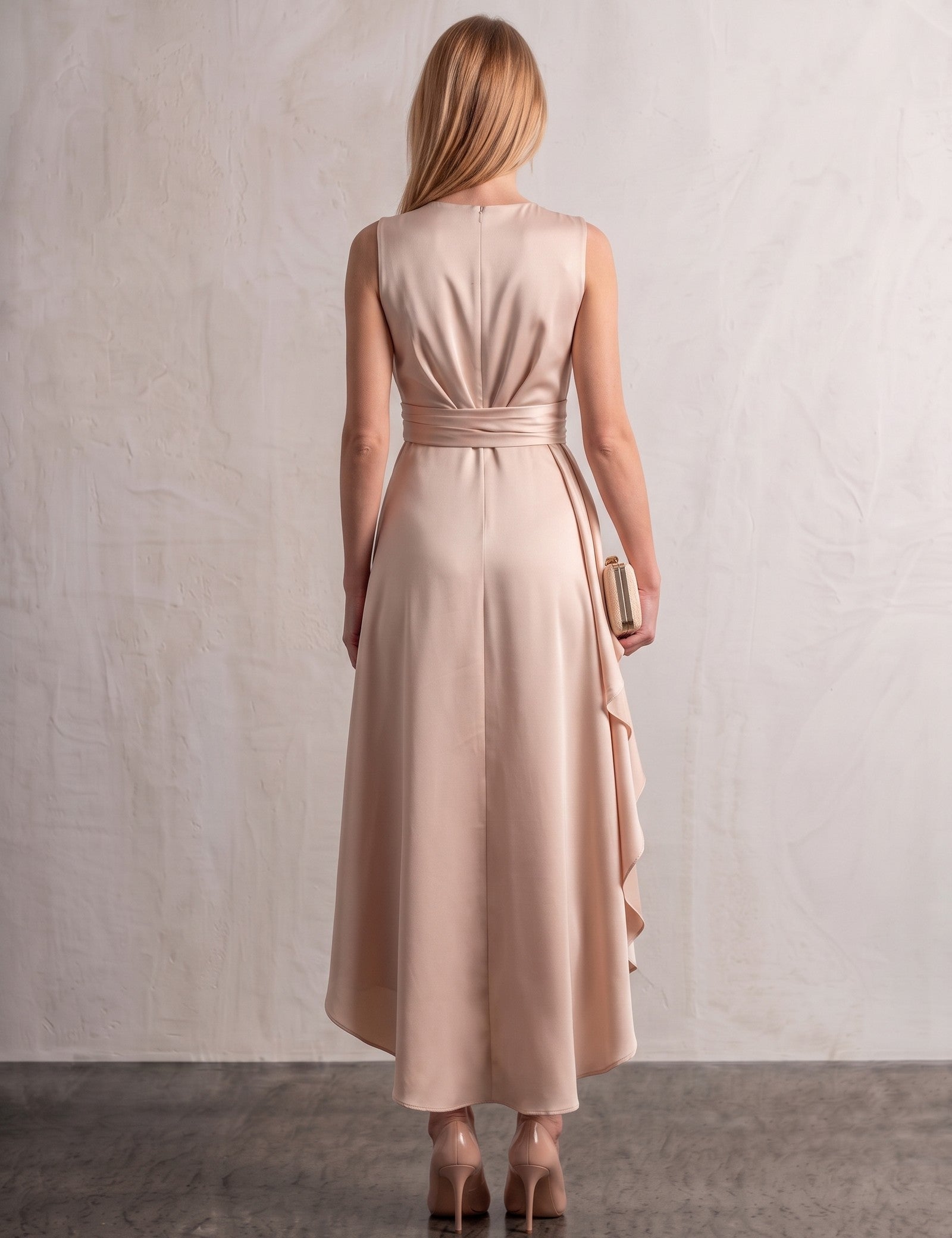 Wrap Dress, back view, full length