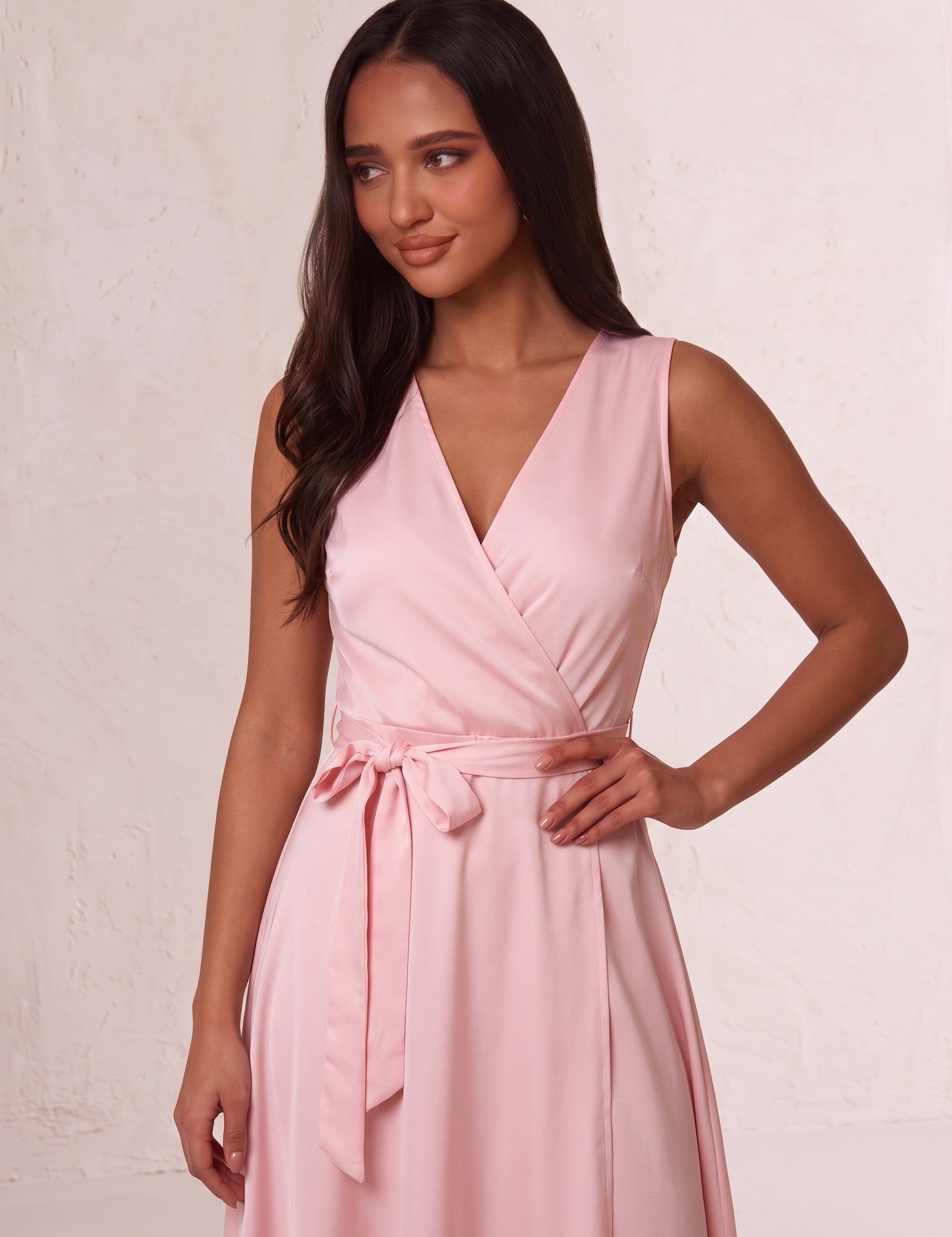 Wrap Maxi Dress, close-up of the upper body