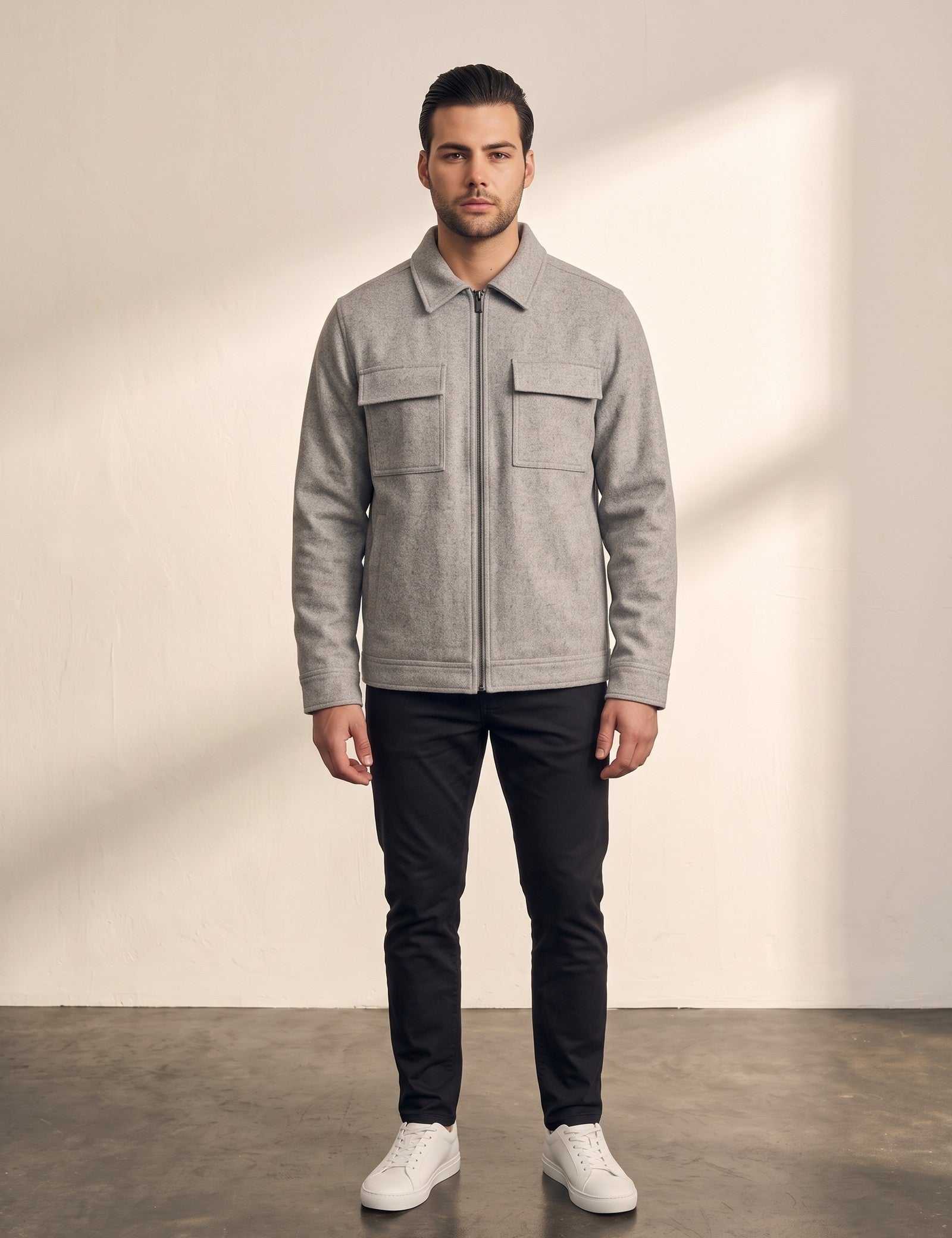 Zip-Front Jacket, front view, full length