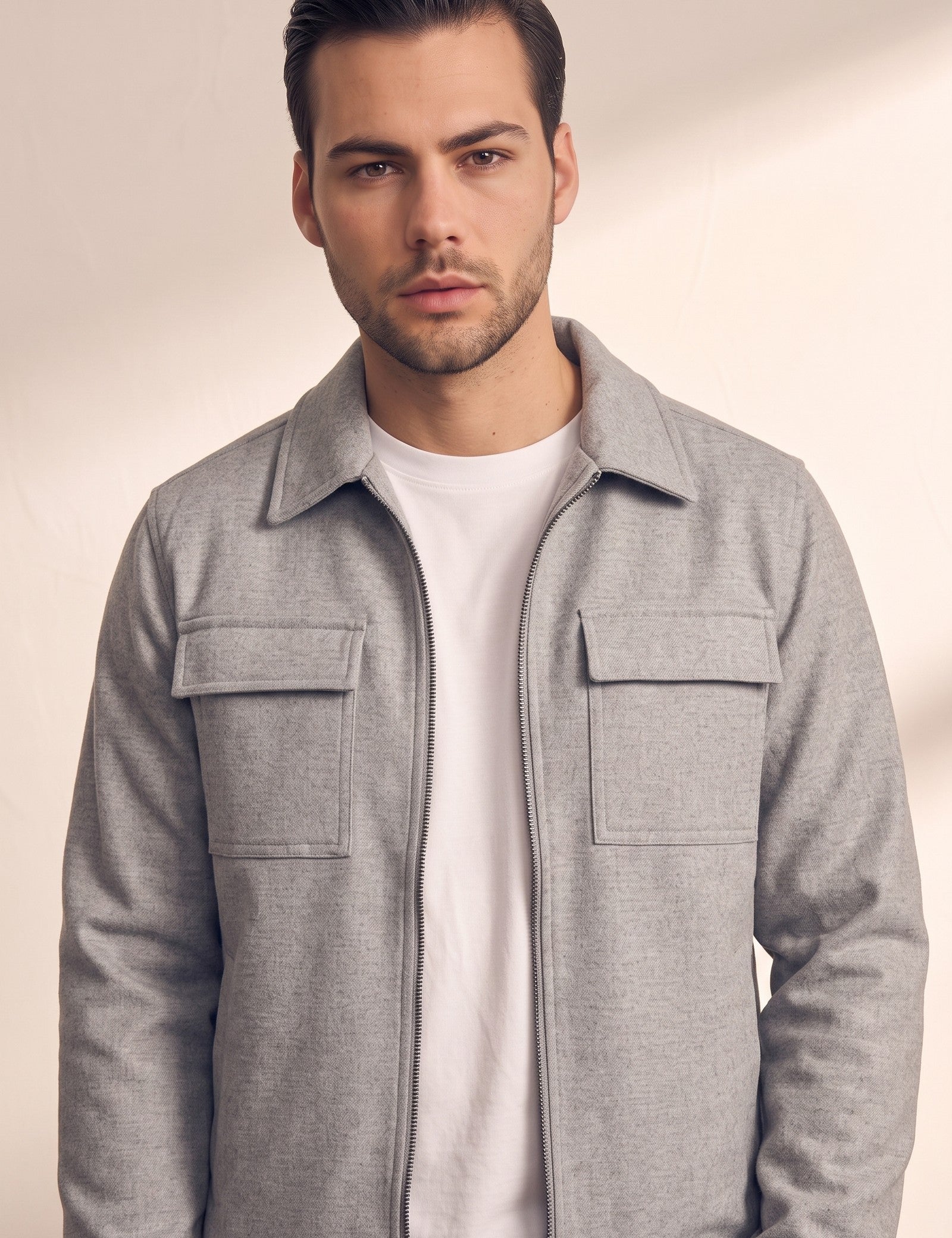 Zip-Front Jacket, close-up of the upper body