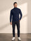 Zip-Up Cardigan in Navy, front view, full length