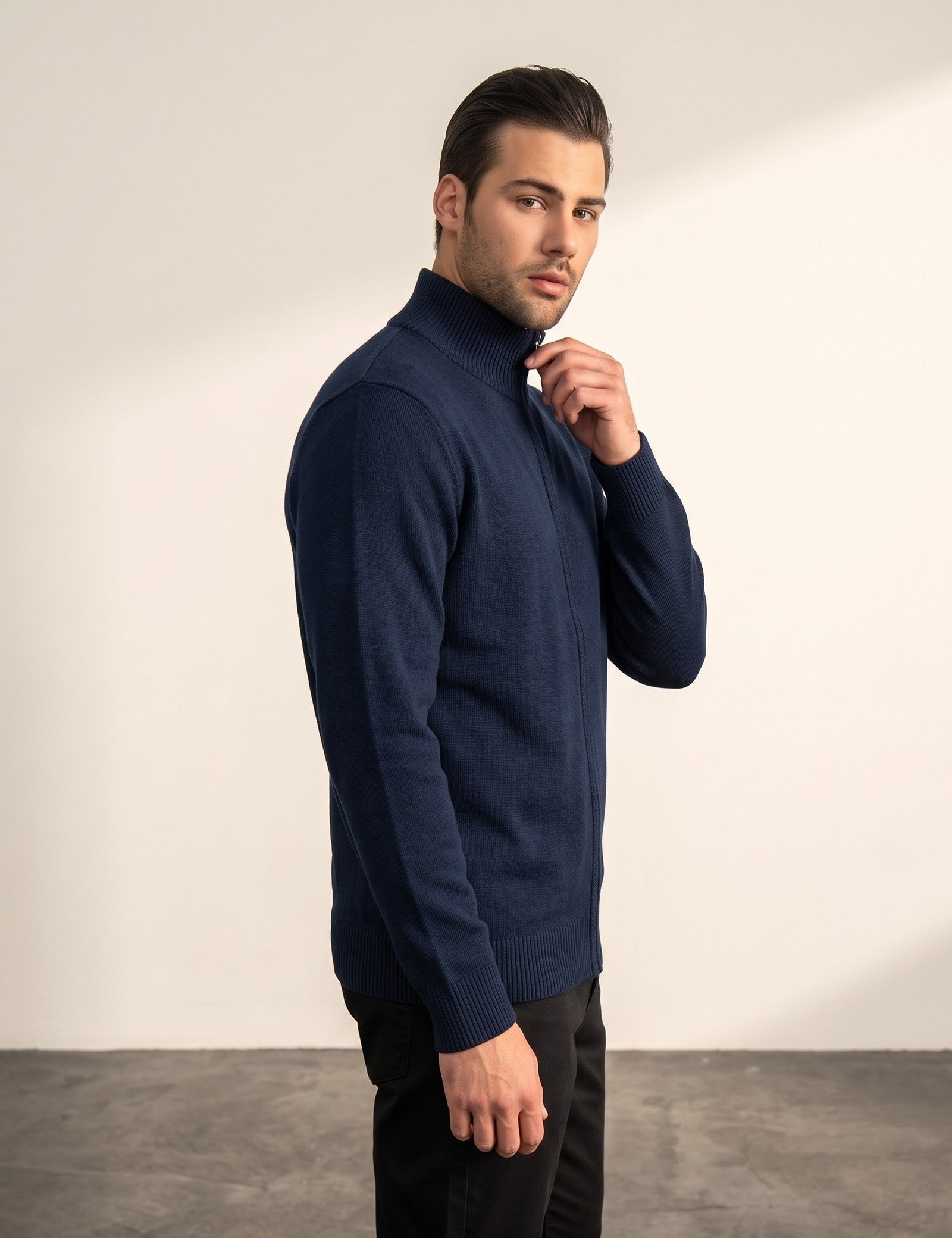 Zip-Up Cardigan, side view, full length