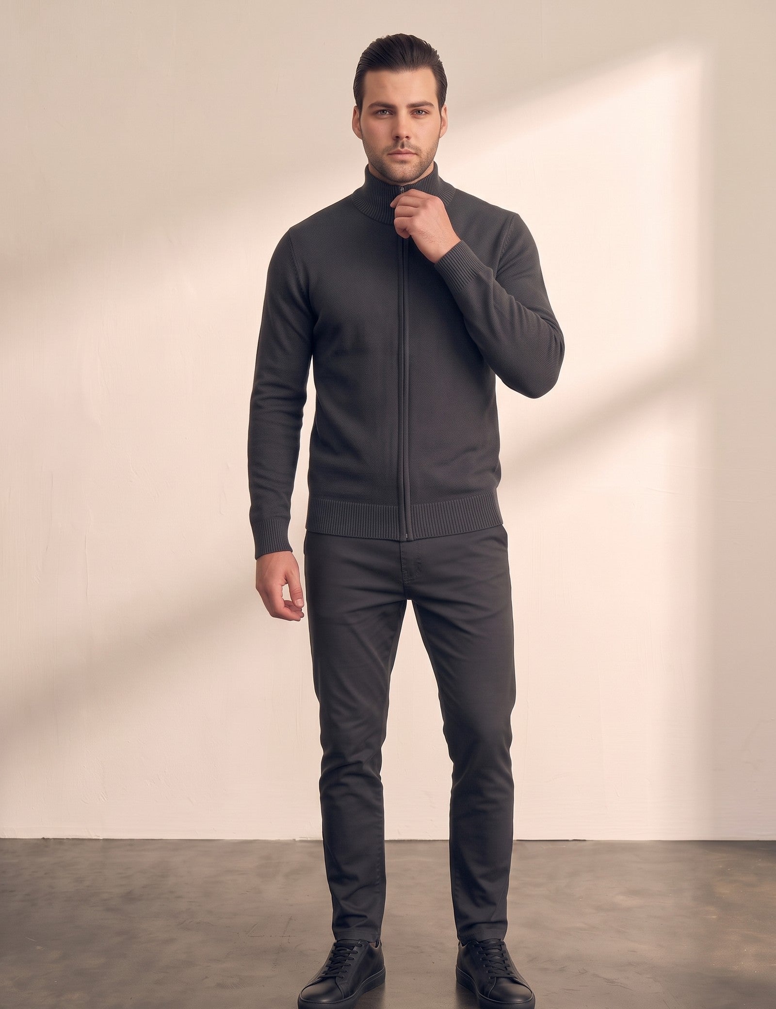 Zip-Up Cardigan, side view, full length
