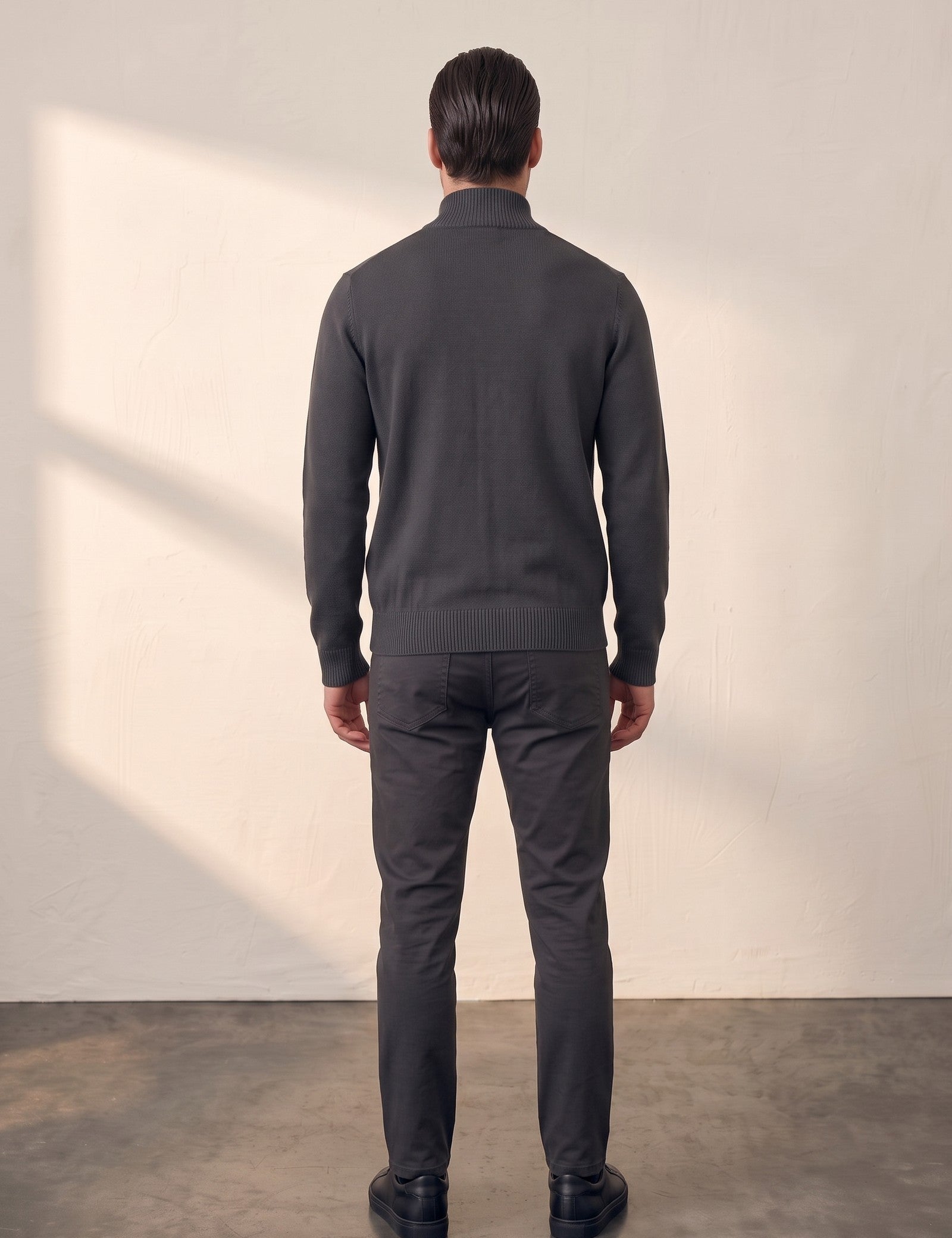 Zip-Up Cardigan, back view, full length