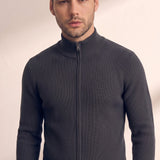 Zip-Up Cardigan, close-up of the upper body