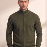 Zip-Up Cardigan, close-up of the upper body
