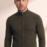 Zip-Up Cardigan, close-up of the upper body