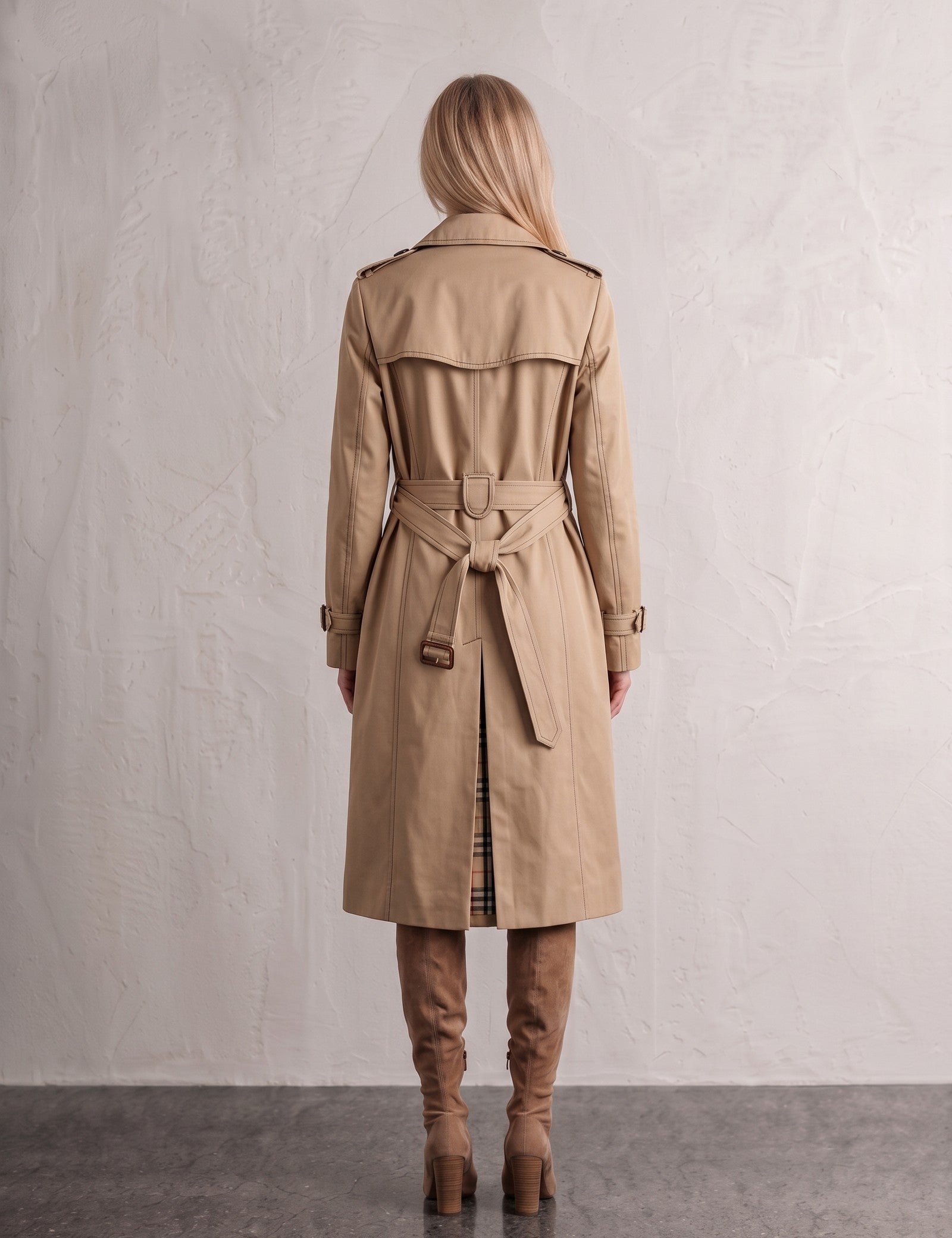 Deluxe Trench Coat, back view, full length.