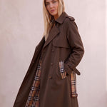 Deluxe Trench Coat, three-quarter view from the right, full length.