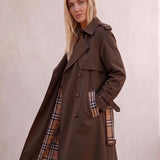 Deluxe Trench Coat, three-quarter view from the right, full length.