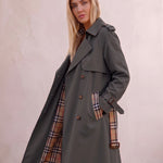 Deluxe Trench Coat, three-quarter view from the right, full length.