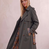 Deluxe Trench Coat, three-quarter view from the right, full length.