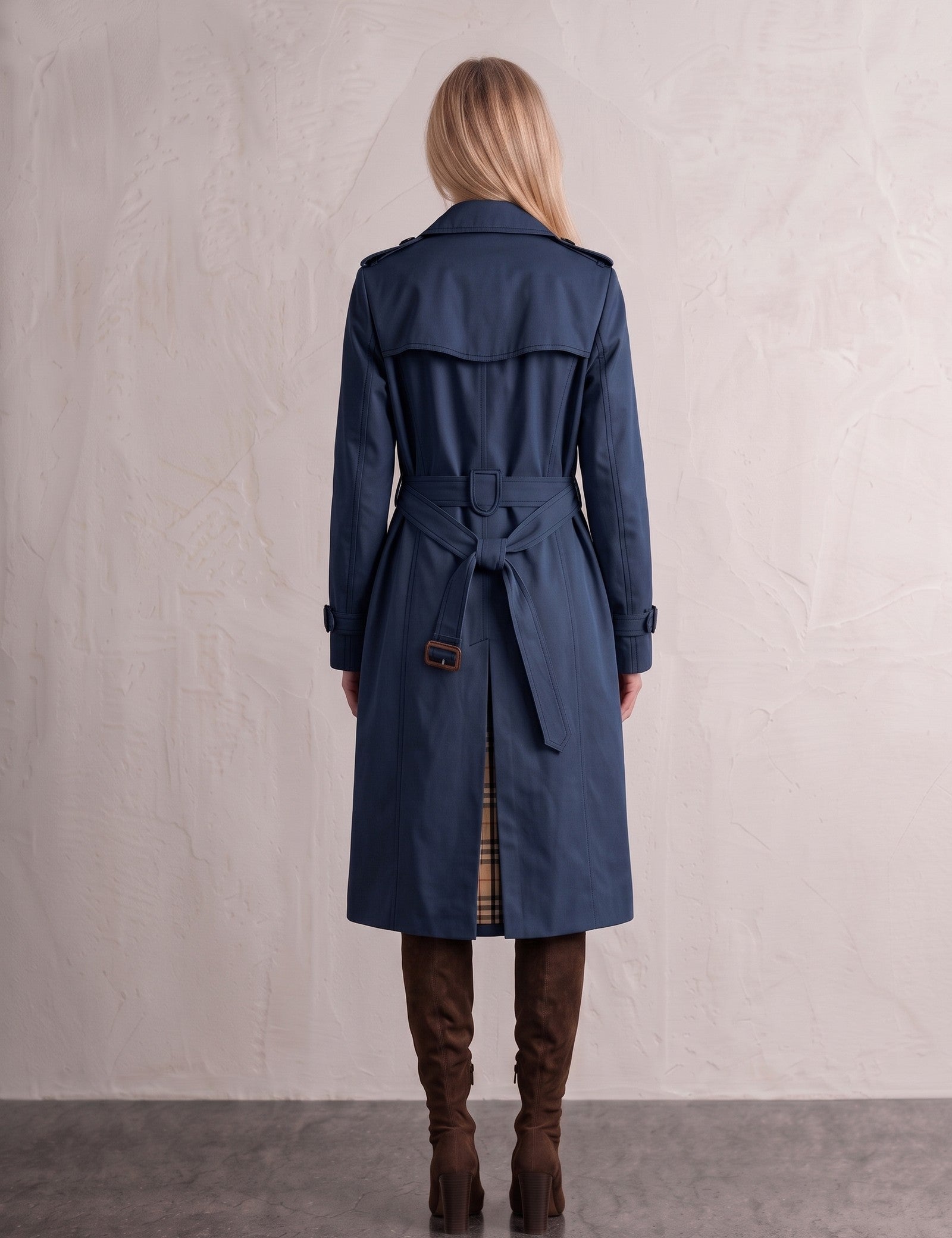Deluxe Trench Coat, back view, full length.