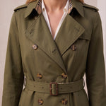 Deluxe Trench Coat, close-up of the upper body.