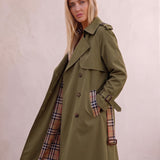 Deluxe Trench Coat, three-quarter view from the right, full length.