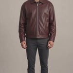 Men's Oversized Bomber Jacket - Burgundy