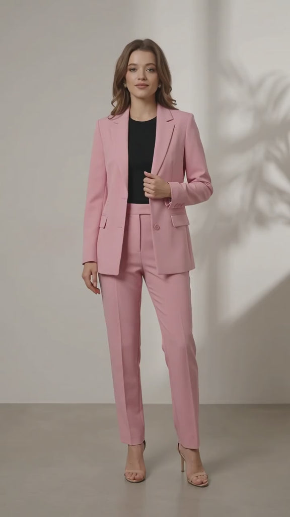 Women's Single-Breasted Blazer & Straight-Leg Trouser Co-ord