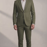 Men's Slim Fit Two-Piece Suit with Notch Lapel - Olive Green