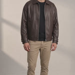 Men's Oversized Bomber Jacket - Brown