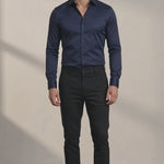 Men's Slim Fit Stretch Dress Shirt - Navy