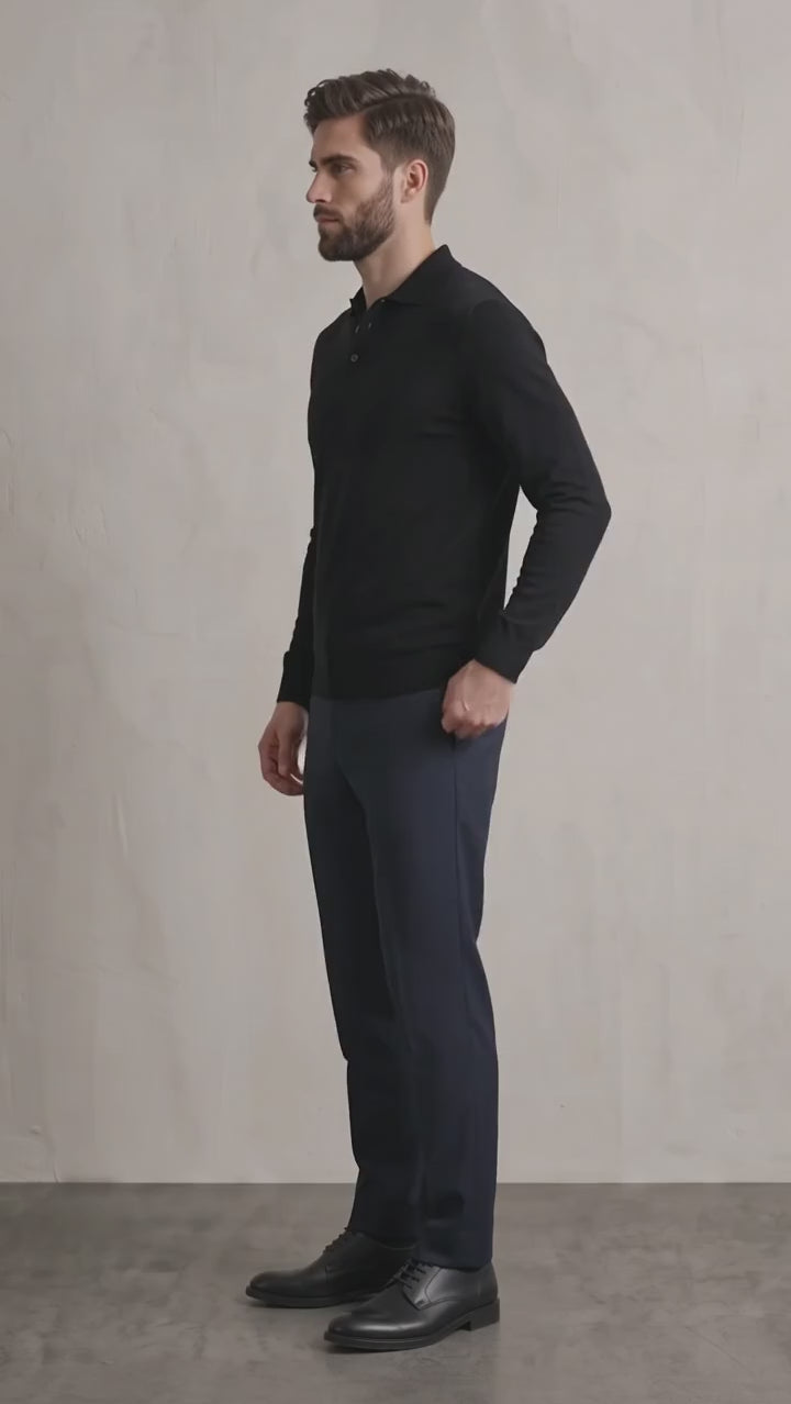 Men's Fine Gauge Knitted Polo Shirt