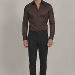 Men's Slim Fit Stretch Dress Shirt - Brown